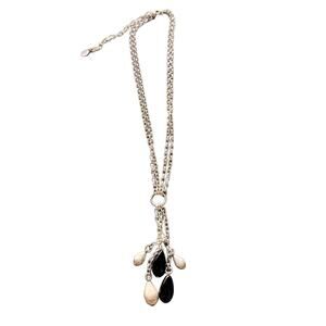 Marjorie Baer Silver Tone Double Chain Necklace